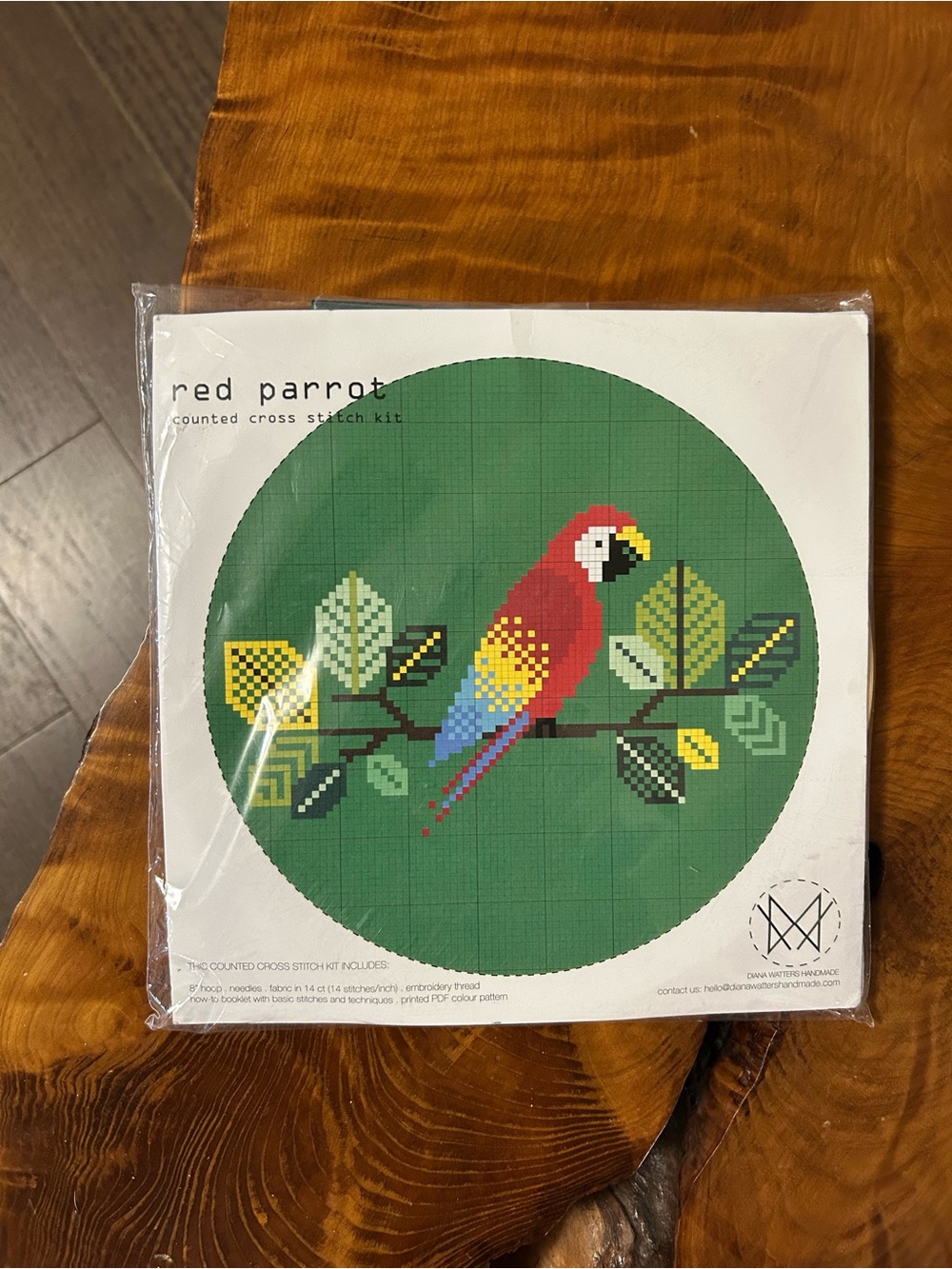 🧵 Diana Watters "Red Parrot" Modern Cross Stitch Kit 🦜